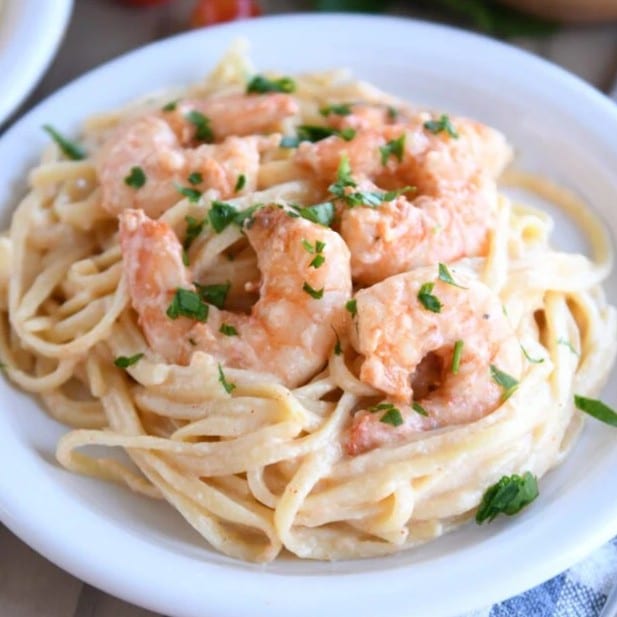 Garlic Shrimp Linguine.