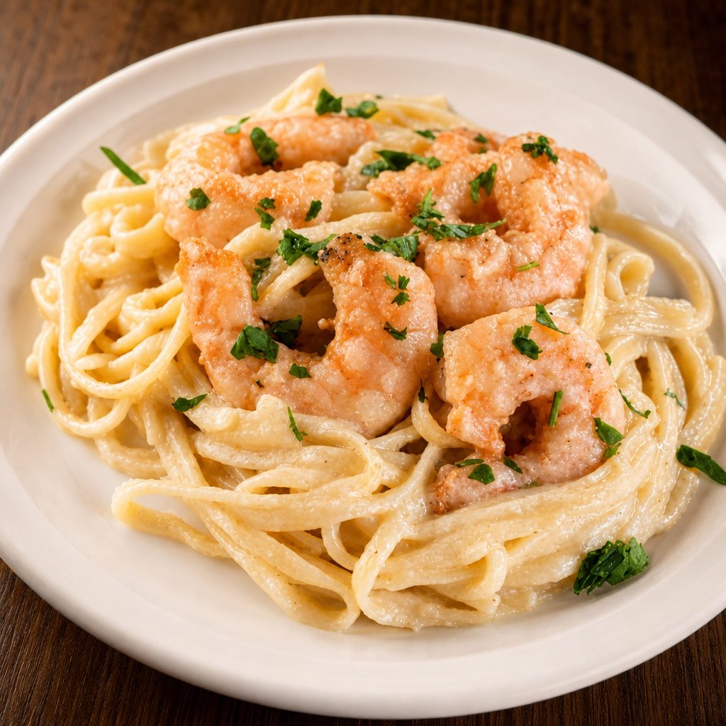 Garlic Shrimp Linguine.