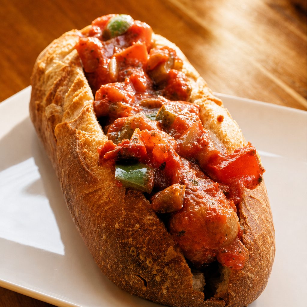 Sausage Parmigiana Sandwich.