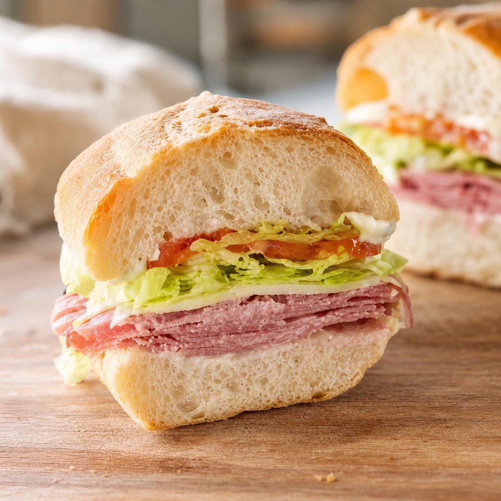 Salami & Cheese Sandwich.