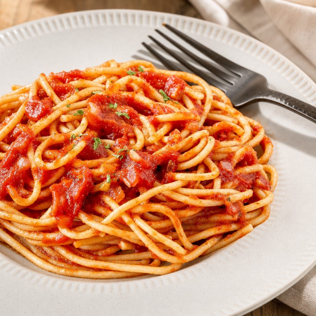 Spaghetti w/ Marinara Sauce.